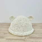 麦わらくまみみ帽【ミルク】〜ベビーサイズ(42〜50cm)〜