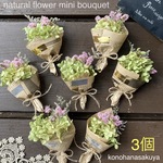 紫陽花アナベルのドライフラワー　ミニスワッグ　ミニブーケ　3個セット