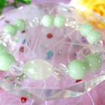 ★希少★月の雫★天然グリーンムーンストーン★グリーンフローライトクォーツ♪　★レインボーオーラ♪　１６ｃｍ★