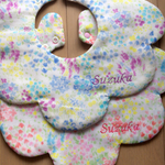  再販！お名前刺繍花柄もくもくスタイ