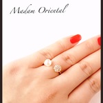 送料無料✴︎✴︎Pomp Pomp fake diamond and pearl ring Gold