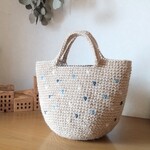 rionn様専用　麻ひもバッグ　ドット風   ブルー系