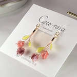 [ﾃﾞｨｯﾌﾟﾌﾗﾜｰ]ミニチューリップ🌷ブーケピアス/イヤリング(チェリー)