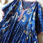 コットン花柄とインド綿のVネックワンピ♥️