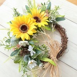 夏🌻ひまわりとグリーンのリース(約30cm)玄関リース　リモート部屋に　入学祝い　就職祝い　結婚祝い　出産祝い　新築祝い　誕生日