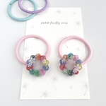 【214】もこもこお花畑のリース　ヘアゴム　ビビット　カラフル　子供　レジン　花　キッズ　ベビー