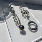 #11 ミラー　フープ　アシンメトリー　イヤリング　ピアス　大ぶり　シルバー　個性的　夏　春　秋　冬