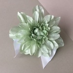 大きなお花とリボンのヘアゴム　グリーン系