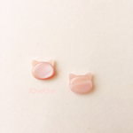 ネコのシェルピアス／イヤリング＊ピンクシェル