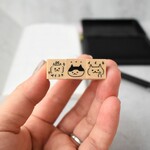 【セット】３匹のねこさんミニミニスタンプセット　meganehankoスタンプ