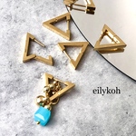 1ペア/ゴールド　ワンタッチ　三角形ステンレスピアス　EA9