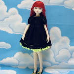 黒パワーネットチュールワンピース☆イエローグリーンフリル☆1/6サイズ