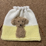 レモンイエローの犬の巾着(大)