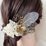再販🕊️《DF4..＊》PINK ヘッドパーツ　ヘアパーツ　ヘッドドレス　ドライフラワー　ドライフラワー髪飾り　ヘアアクセサリー　ブライダル　結婚式　成人式　卒業式　和装　かすみ草　紫陽花　くすみ
