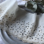 フランス 30㎝ アンティーク刺繍レース B651 エクリュ