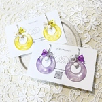 💜クリアフラワー×カラーフープピアス