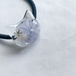 季節限定 ねこ レジン アジサイ 押し花 ヘアゴム