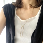 【リボン✶ゴールドロング】とろりスネークチェーン･*ロングネックレス★Y字