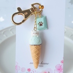 7/9販売♡にゃんこチョコミントアイスとチョコレートのキーホルダー【送料無料】
