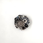 Antique Silver Beads Reunion ビンテージボタンつきビーズ刺繍ブローチ