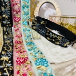 〈No.34〉オーダー首輪/刺繍リボン/首輪/リード/ハーネス/ハーフチョーク/ショルダーリード/ペットグッズ/