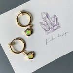 天然エチオピア産オパールフープピアス＆イヤリング　304サージカルステンレス　