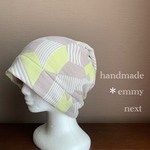 送料無料＊handmade＊6重ガーゼタオル帽子〈kuusikulmioイエロー〉泉州南部織　ケア帽子　サウナハット