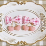 ヘアゴムキッズ　チェックピンク