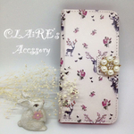 iPhone6 plus/6s plus手帳型ケース*ビジュー+子鹿