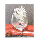 青瑪瑙と蜻蛉玉の白花かんざし(小さなスワロフスキークリスタルと青いガラス玉・揺れる簪☆)