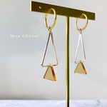 clear umber✳︎twin  triangle plate✧ °イヤリング／フープイヤリング／カラフル／三角／ピアス