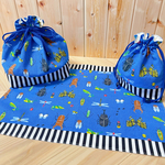 新柄🦋送料無料🐝お弁当袋　コップ袋　ランチョンマット　お弁当巾着　＊お弁当セット　ランチセット＊昆虫🐝カブトムシ　クワガタ　ハチ　ちょうちょ　カマキリ　バッタ　シンプル　男の子・女の子用お弁当袋🦋