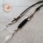 【120cm】スマホショルダー　パラコード　ピンクベージュ　ブラック　ストラップ　ショルダーストラップ　スマホストラップ