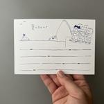 【同柄5枚セットポストカード】ねこたちの夏の思い出大物釣り