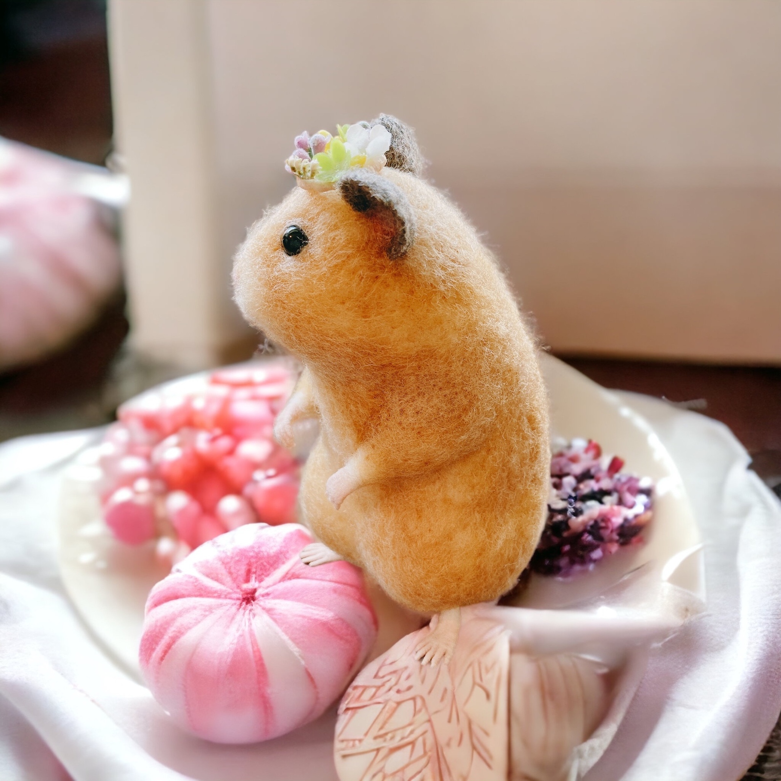 キンクマハムスター ちらっと 羊毛フェルト 人形 - COTTA