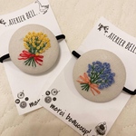 【送料無料】くるみボタン 刺繍 ヘアゴム ◎ フラワーブーケ