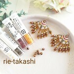 キット 🍀   ネイティブ柄とビーズフリンジのブラウンエスニックピアス/イヤリング
