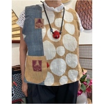 暖簾(麻と化繊生地)のトップス　　　　　　ハンドメイド