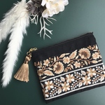 インド刺繍リボン＊タッセルポーチ