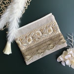 インド刺繍リボン＊タッセルポーチ