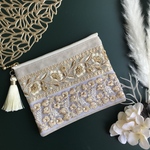 インド刺繍リボン＊タッセルポーチ