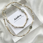 beads necklace [ green natural stone ]