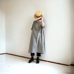 トップ染めダブルガーゼの半袖ワンピース。グレー【即納】