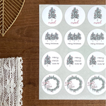 クリスマスシール　ツリー　リース　４種類　48枚　北欧　3cm  Thank youシール