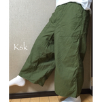 【再販】ワイドパンツ/ガウチョ 【綿、化繊混】【カーキ、オリーブ】
