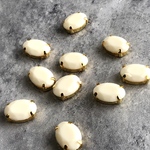 4個/アイボリー　マットカラーのオーバルシェイプビジュー　BI5