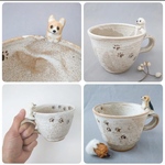 【お客様専用】オーダー制作犬の足跡マグカップ (1頭乗せ)1点、(3頭乗せ)1点