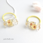 【221】flower candy..ヘアゴム　ひまわり　黄色　白　子供　レジン　イエロー