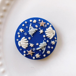 ビーズ刺繍くるみボタン（ヘアゴム/ブローチ）