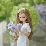 【再販】ペールブルー　ロングタイトスカートリブニットセットアップ　薄水色1/6ドール用リカちゃん服アウトフィット
